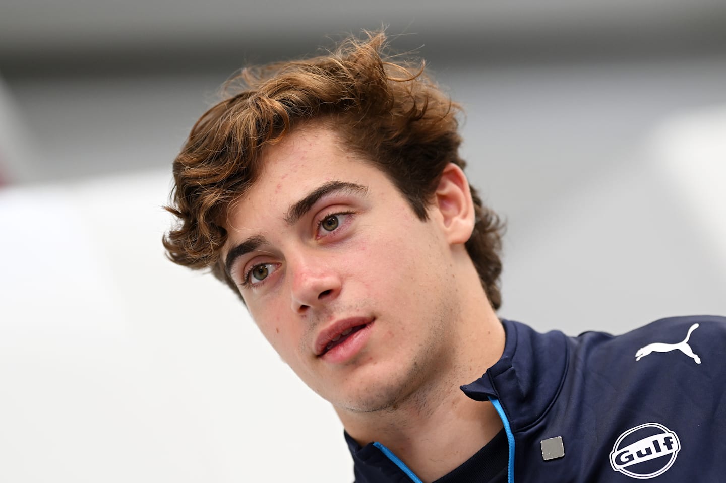 SAO PAULO, BRAZIL - OCTOBER 31: Franco Colapinto of Argentina and Williams looks on in the Paddock