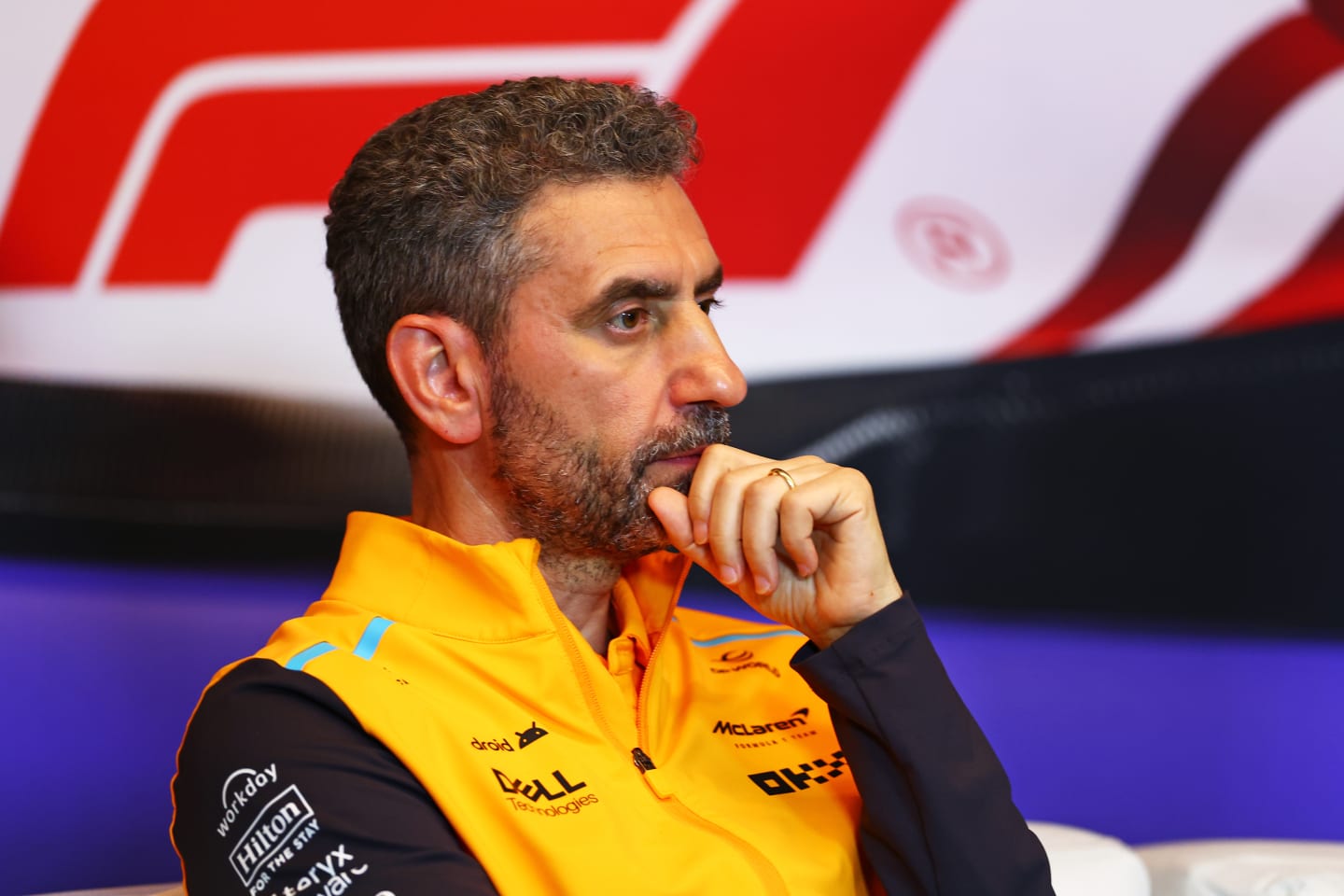 MONTREAL, QUEBEC - JUNE 07: McLaren Team Principal Andrea Stella attends the Team Principals Press Conference during practice ahead of the F1 Grand Prix of Canada at Circuit Gilles Villeneuve on June 07, 2024 in Montreal, Quebec. (Photo by Bryn Lennon/Getty Images)
