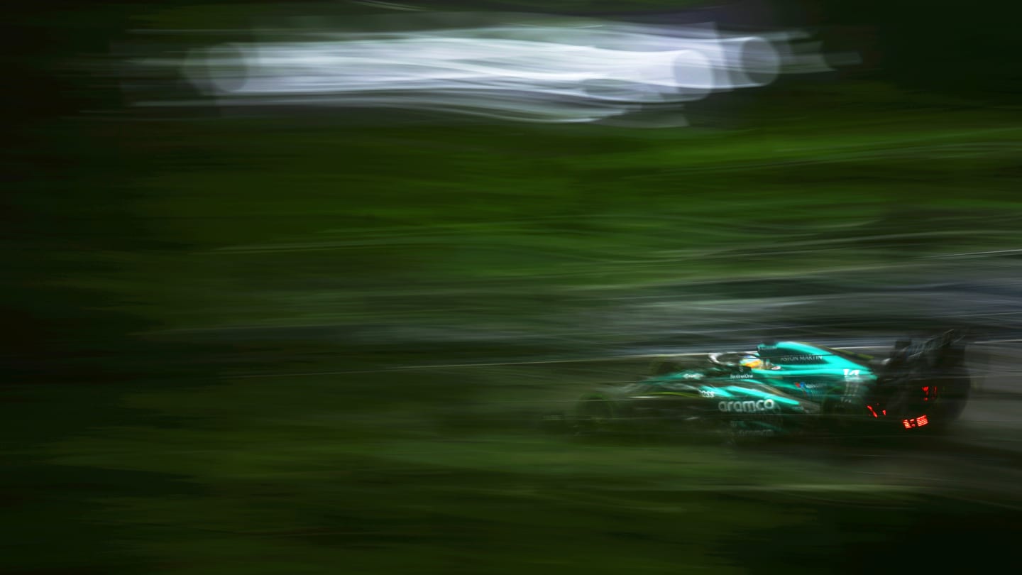 MONTREAL, QUEBEC - JUNE 07: Fernando Alonso of Spain driving the (14) Aston Martin AMR24 Mercedes on track during practice ahead of the F1 Grand Prix of Canada at Circuit Gilles Villeneuve on June 07, 2024 in Montreal, Quebec. (Photo by Jared C. Tilton - Formula 1/Formula 1 via Getty Images)