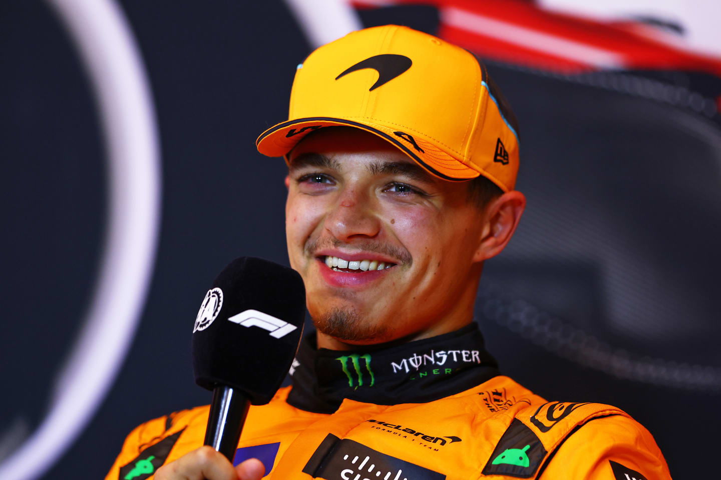 MONTREAL, QUEBEC - JUNE 08: Third placed qualifier Lando Norris of Great Britain and McLaren attends the press conference after qualifying ahead of the F1 Grand Prix of Canada at Circuit Gilles Villeneuve on June 08, 2024 in Montreal, Quebec. (Photo by Clive Rose/Getty Images)