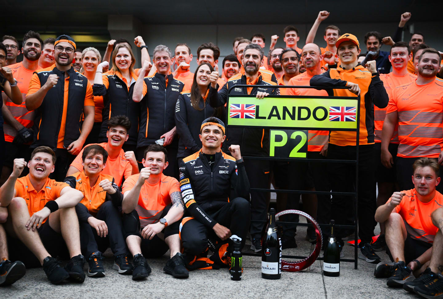 SHANGHAI, CHINA - APRIL 21: Second placed Lando Norris of Great Britain and McLaren celebrates with