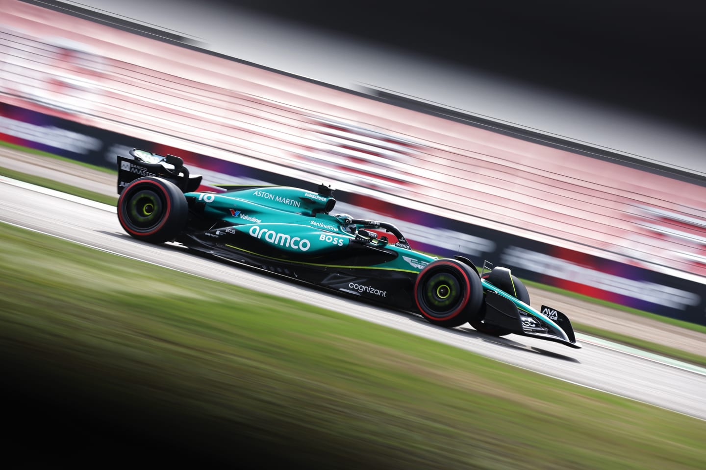 SHANGHAI, CHINA - APRIL 20: Lance Stroll of Canada driving the (18) Aston Martin AMR24 Mercedes on track during qualifying ahead of the F1 Grand Prix of China at Shanghai International Circuit on April 20, 2024 in Shanghai, China. (Photo by Lars Baron/Getty Images)