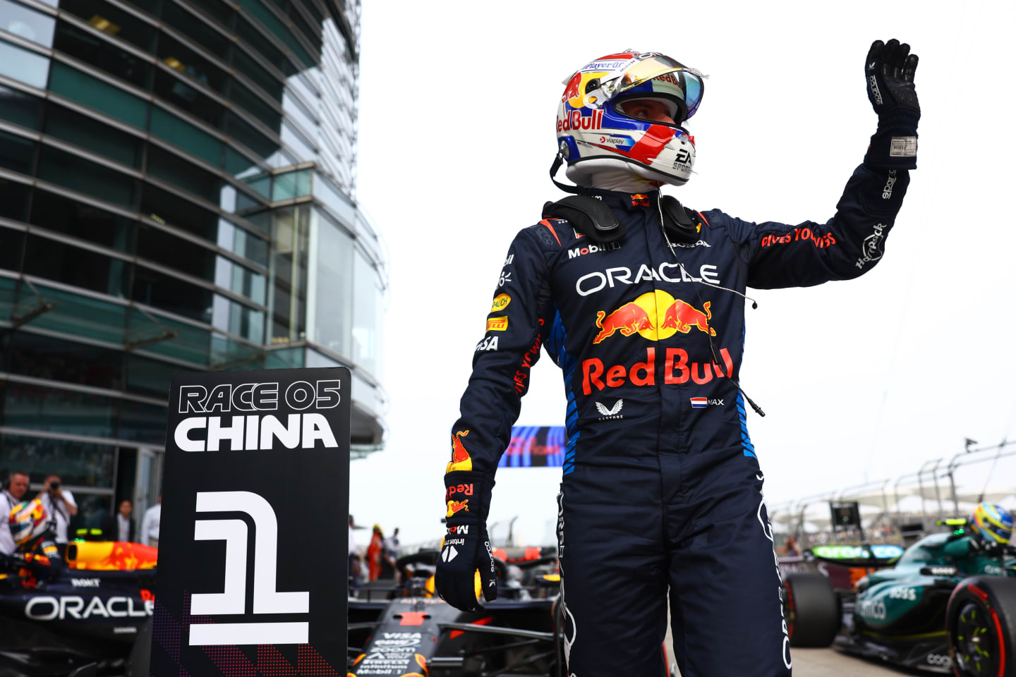 SHANGHAI, CHINA - APRIL 20: Pole position qualifier Max Verstappen of the Netherlands and Oracle