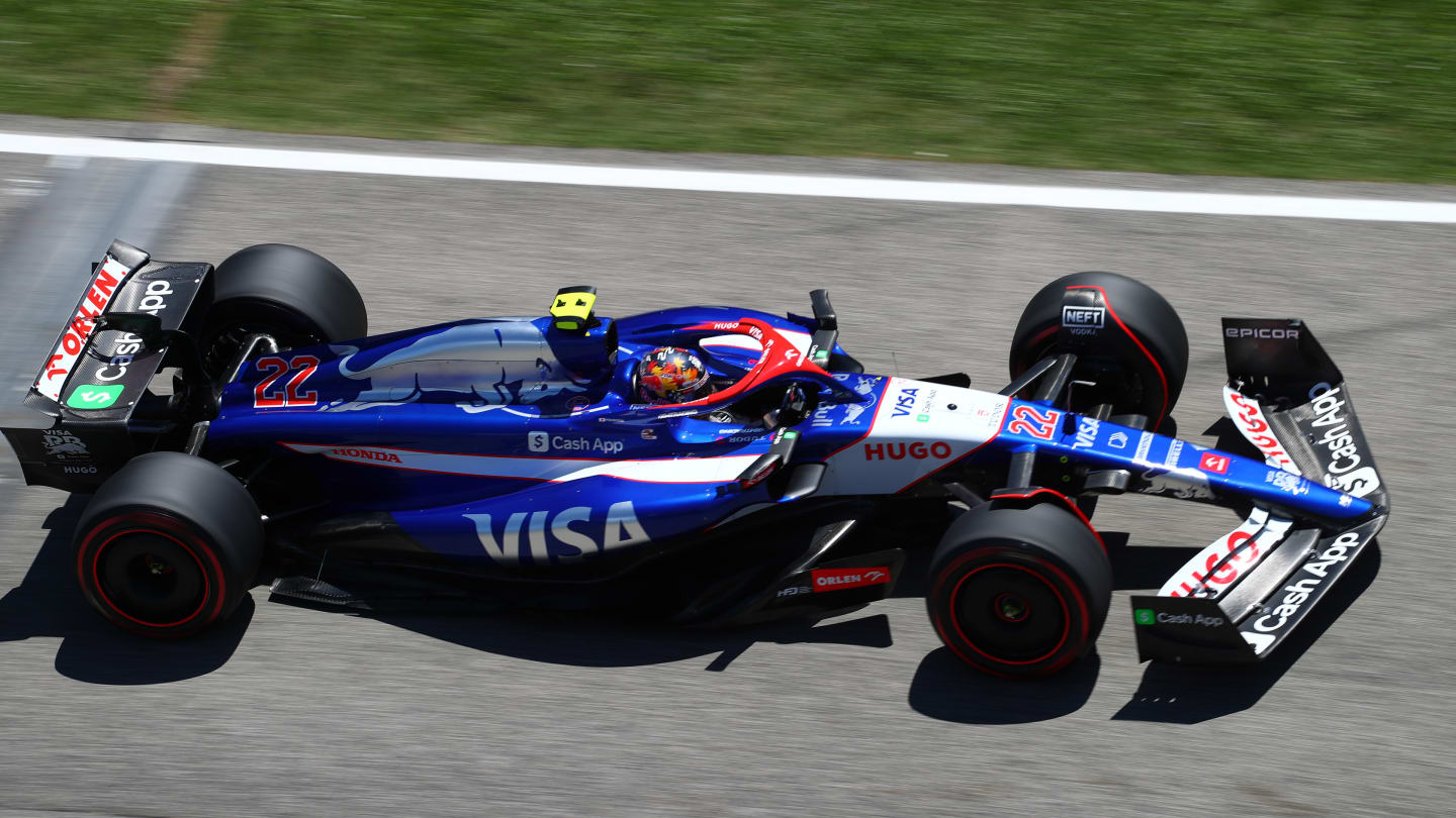 IMOLA, ITALY - MAY 17: Yuki Tsunoda of Japan driving the (22) Visa Cash App RB VCARB 01 on track during practice ahead of the F1 Grand Prix of Emilia-Romagna at Autodromo Enzo e Dino Ferrari Circuit on May 17, 2024 in Imola, Italy. (Photo by Peter Fox - Formula 1/Formula 1 via Getty Images)