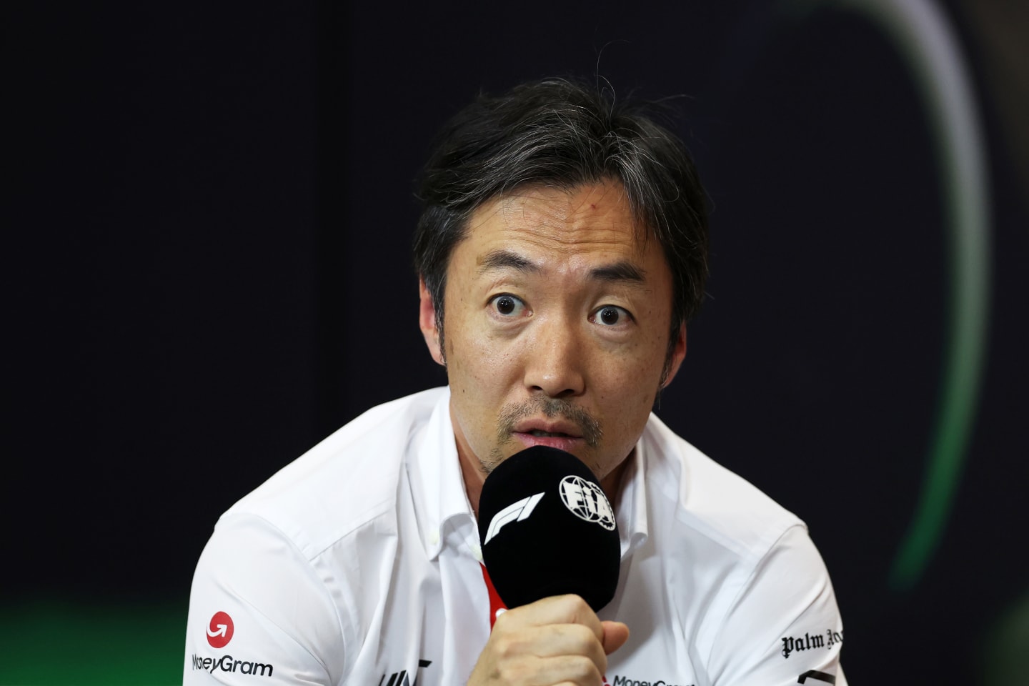 IMOLA, ITALY - MAY 17: Haas F1 Team Principal Ayao Komatsu attends the Team Principals Press Conference during practice ahead of the F1 Grand Prix of Emilia-Romagna at Autodromo Enzo e Dino Ferrari Circuit on May 17, 2024 in Imola, Italy. (Photo by Bryn Lennon/Getty Images)