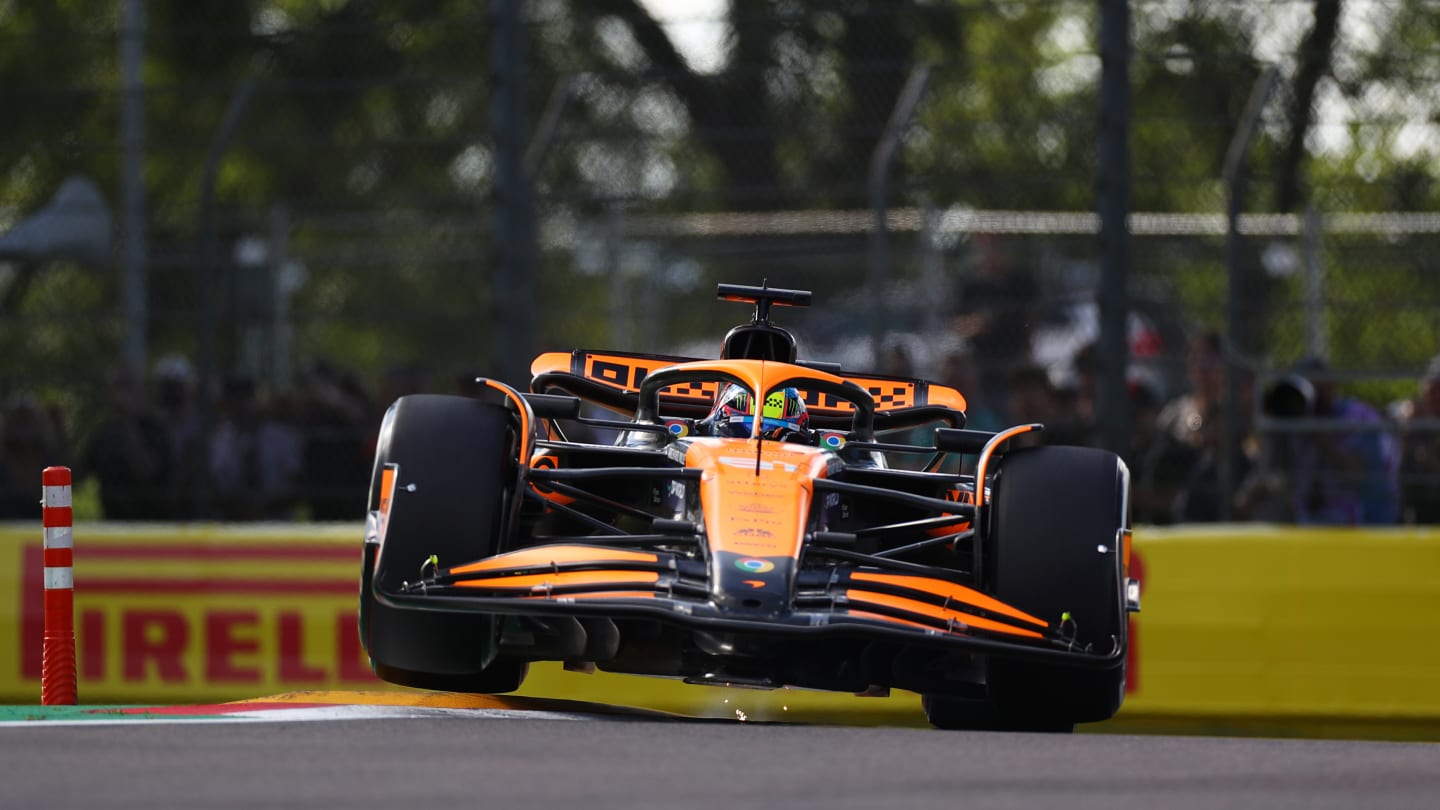 IMOLA, ITALY - MAY 17: Oscar Piastri of Australia driving the (81) McLaren MCL38 Mercedes on track during practice ahead of the F1 Grand Prix of Emilia-Romagna at Autodromo Enzo e Dino Ferrari Circuit on May 17, 2024 in Imola, Italy. (Photo by Peter Fox - Formula 1/Formula 1 via Getty Images)