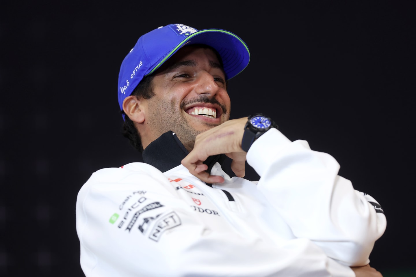 IMOLA, ITALY - MAY 16: Daniel Ricciardo of Australia and Visa Cash App RB attends the Drivers Press Conference during previews ahead of the F1 Grand Prix of Emilia-Romagna at Autodromo Enzo e Dino Ferrari Circuit on May 16, 2024 in Imola, Italy. (Photo by Lars Baron/Getty Images)