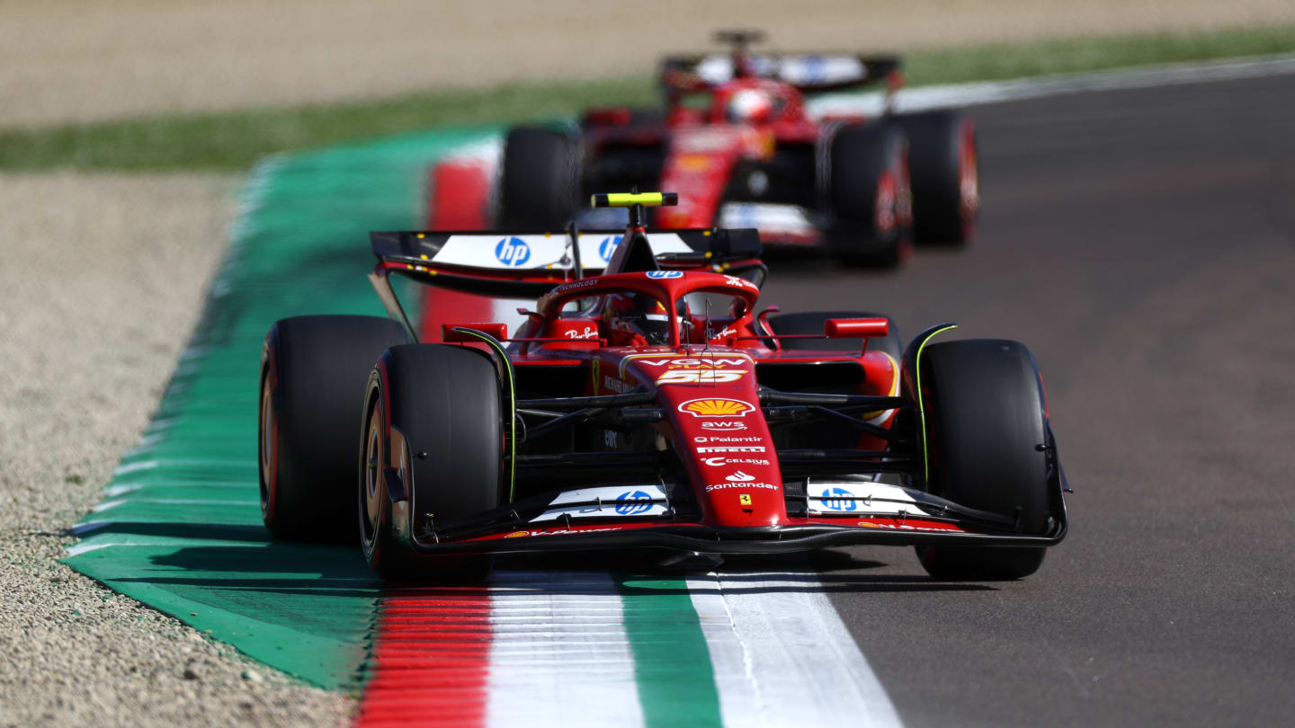 IMOLA, ITALY - MAY 18: Carlos Sainz of Spain driving (55) the Ferrari SF-24 on track during qualifying ahead of the F1 Grand Prix of Emilia-Romagna at Autodromo Enzo e Dino Ferrari Circuit on May 18, 2024 in Imola, Italy. (Photo by Peter Fox - Formula 1/Formula 1 via Getty Images)