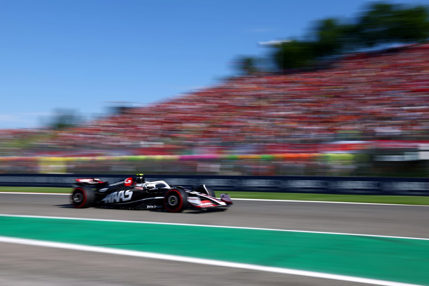 IMOLA, ITALY - MAY 18: Nico Hulkenberg of Germany driving the (27) Haas F1 VF-24 Ferrari on track during qualifying ahead of the F1 Grand Prix of Emilia-Romagna at Autodromo Enzo e Dino Ferrari Circuit on May 18, 2024 in Imola, Italy. (Photo by Lars Baron/Getty Images)