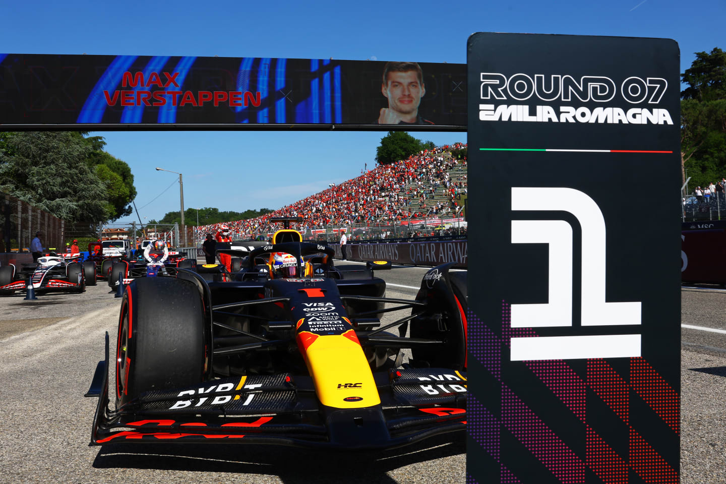 IMOLA, ITALY - MAY 18: Pole position qualifier Max Verstappen of the Netherlands driving the (1)