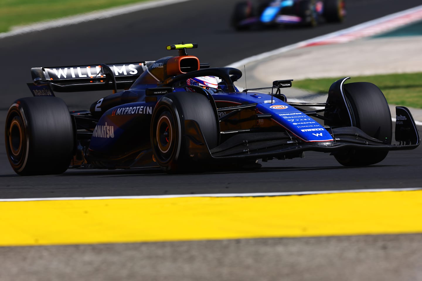 BUDAPEST, HUNGARY - JULY 21: Logan Sargeant of United States driving the (2) Williams FW46 Mercedes on track during the F1 Grand Prix of Hungary at Hungaroring on July 21, 2024 in Budapest, Hungary. (Photo by Mark Thompson/Getty Images)