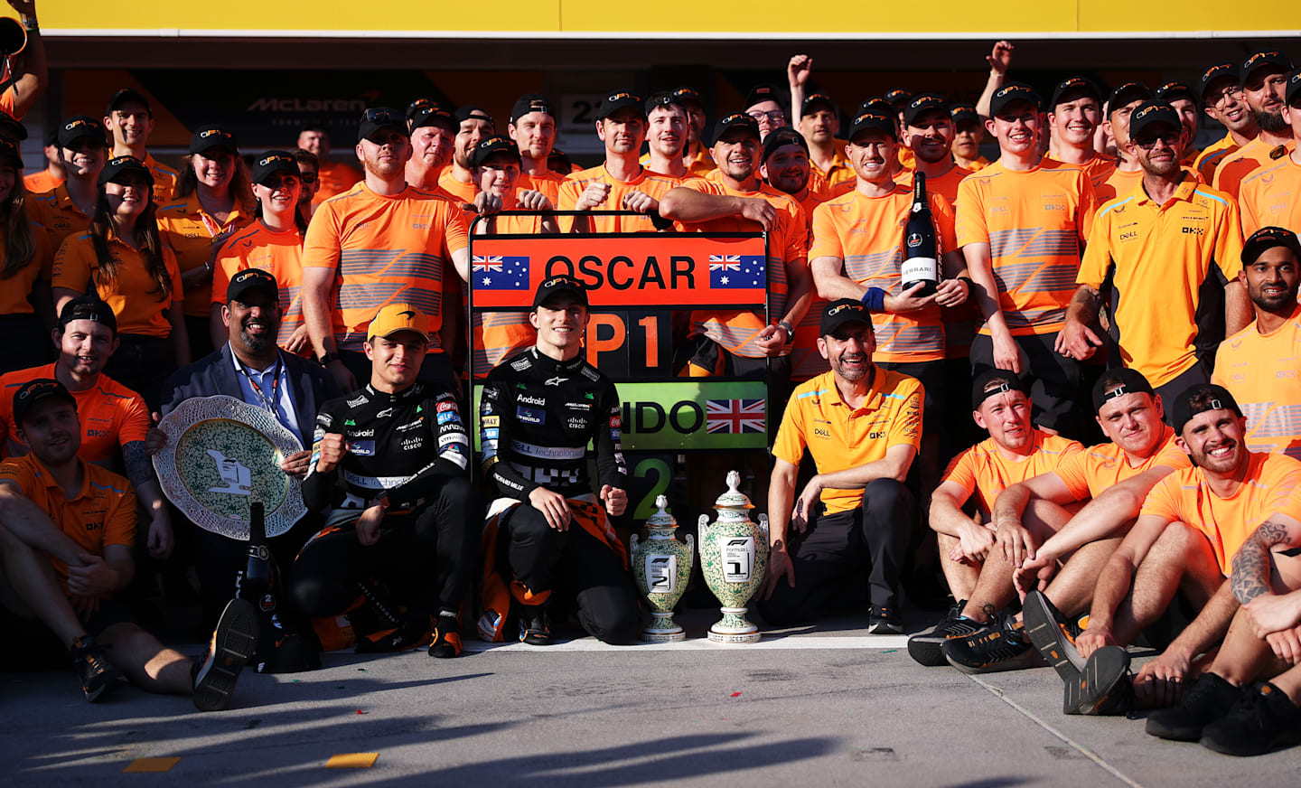 BUDAPEST, HUNGARY - JULY 21: Race winner Oscar Piastri of Australia and McLaren and Second placed