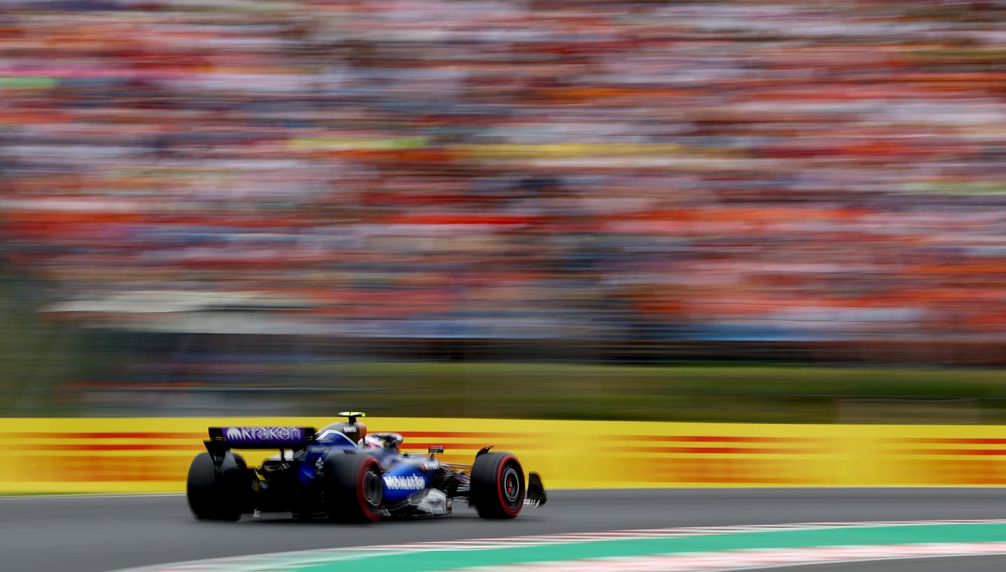 BUDAPEST, HUNGARY - JULY 20: Logan Sargeant of United States driving the (2) Williams FW46 Mercedes on track during final practice ahead of the F1 Grand Prix of Hungary at Hungaroring on July 20, 2024 in Budapest, Hungary. (Photo by Bryn Lennon - Formula 1/Formula 1 via Getty Images)