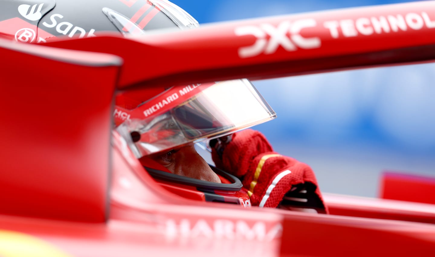 BUDAPEST, HUNGARY - JULY 20: Carlos Sainz of Spain and Ferrari prepares to drive in the pitlane during qualifying ahead of the F1 Grand Prix of Hungary at Hungaroring on July 20, 2024 in Budapest, Hungary. (Photo by Bryn Lennon - Formula 1/Formula 1 via Getty Images)