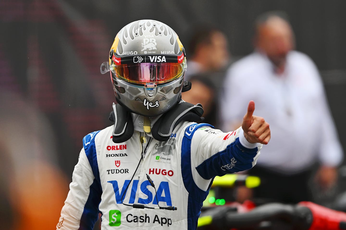 BUDAPEST, HUNGARY - JULY 20: 9th placed qualifier Daniel Ricciardo of Australia and Visa Cash App RB reacts in parc ferme during qualifying ahead of the F1 Grand Prix of Hungary at Hungaroring on July 20, 2024 in Budapest, Hungary. (Photo by Rudy Carezzevoli/Getty Images)