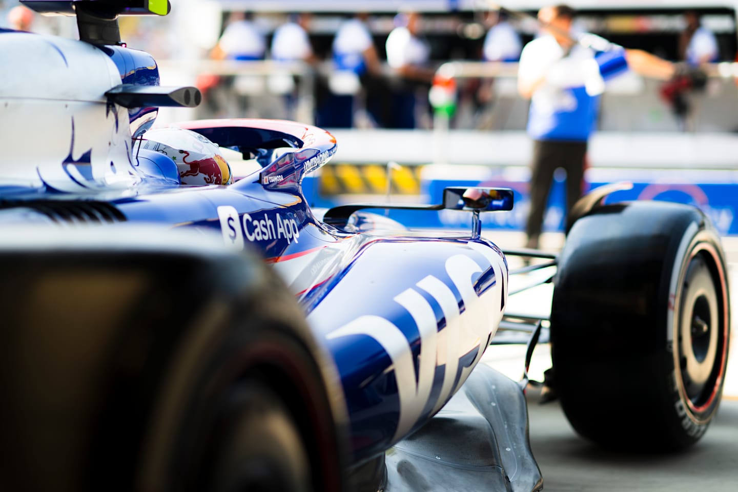 MONZA, ITALY - AUGUST 30: Yuki Tsunoda of Japan and Visa Cash App RB prepares to drive in the garage during practice ahead of the F1 Grand Prix of Italy at Autodromo Nazionale Monza on August 30, 2024 in Monza, Italy. (Photo by Rudy Carezzevoli/Getty Images)