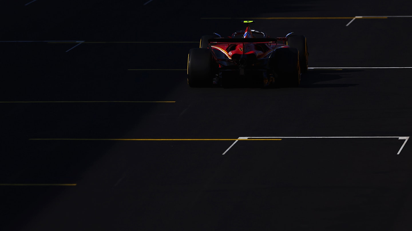 MONZA, ITALY - AUGUST 30: Carlos Sainz of Spain driving (55) the Ferrari SF-24 on track during practice ahead of the F1 Grand Prix of Italy at Autodromo Nazionale Monza on August 30, 2024 in Monza, Italy. (Photo by Bryn Lennon - Formula 1/Formula 1 via Getty Images)