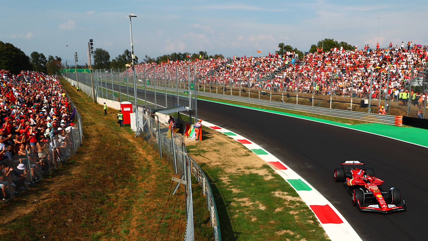 MONZA, ITALY - AUGUST 31: Charles Leclerc of Monaco driving the (16) Ferrari SF-24 on track during qualifying ahead of the F1 Grand Prix of Italy at Autodromo Nazionale Monza on August 31, 2024 in Monza, Italy. (Photo by Peter Fox - Formula 1/Formula 1 via Getty Images)