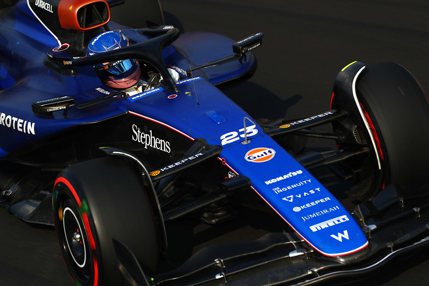 MONZA, ITALY - AUGUST 31: Alexander Albon of Thailand driving the (23) Williams FW46 Mercedes on track during qualifying ahead of the F1 Grand Prix of Italy at Autodromo Nazionale Monza on August 31, 2024 in Monza, Italy. (Photo by Peter Fox - Formula 1/Formula 1 via Getty Images)