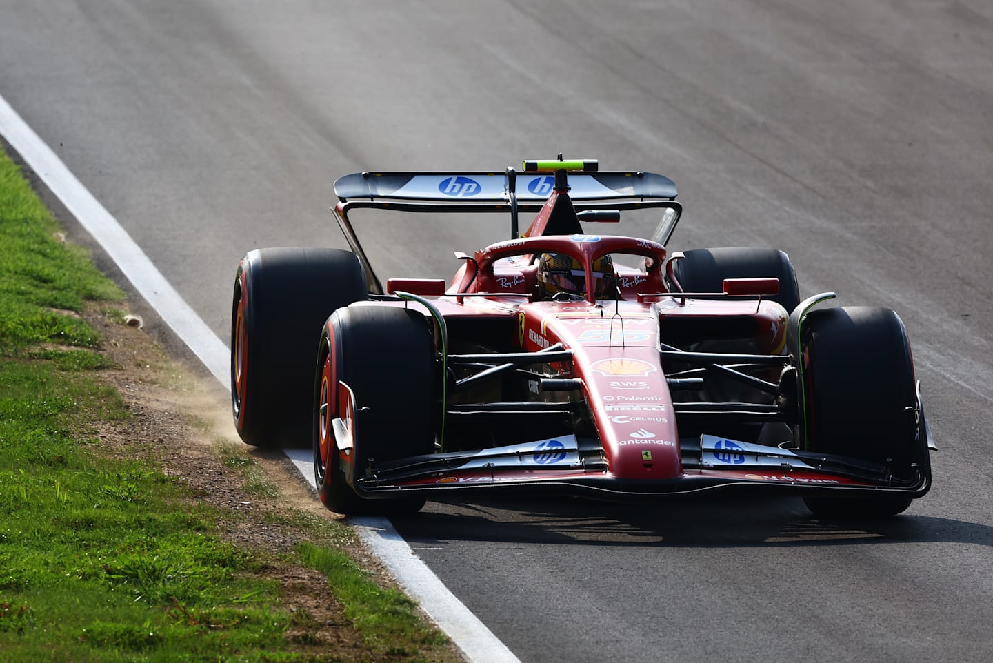 MONZA, ITALY - AUGUST 31: Carlos Sainz of Spain driving (55) the Ferrari SF-24 on track during qualifying ahead of the F1 Grand Prix of Italy at Autodromo Nazionale Monza on August 31, 2024 in Monza, Italy. (Photo by Clive Rose/Getty Images)