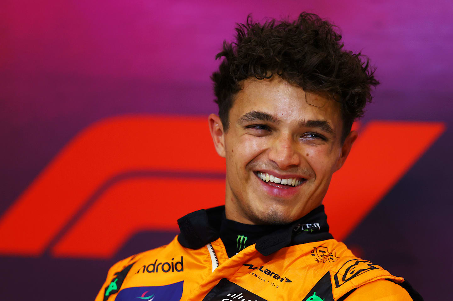 MONZA, ITALY - AUGUST 31: Lando Norris of Great Britain and McLaren attends the Drivers Press Conference during qualifying ahead of the F1 Grand Prix of Italy at Autodromo Nazionale Monza on August 31, 2024 in Monza, Italy. (Photo by Bryn Lennon/Getty Images)