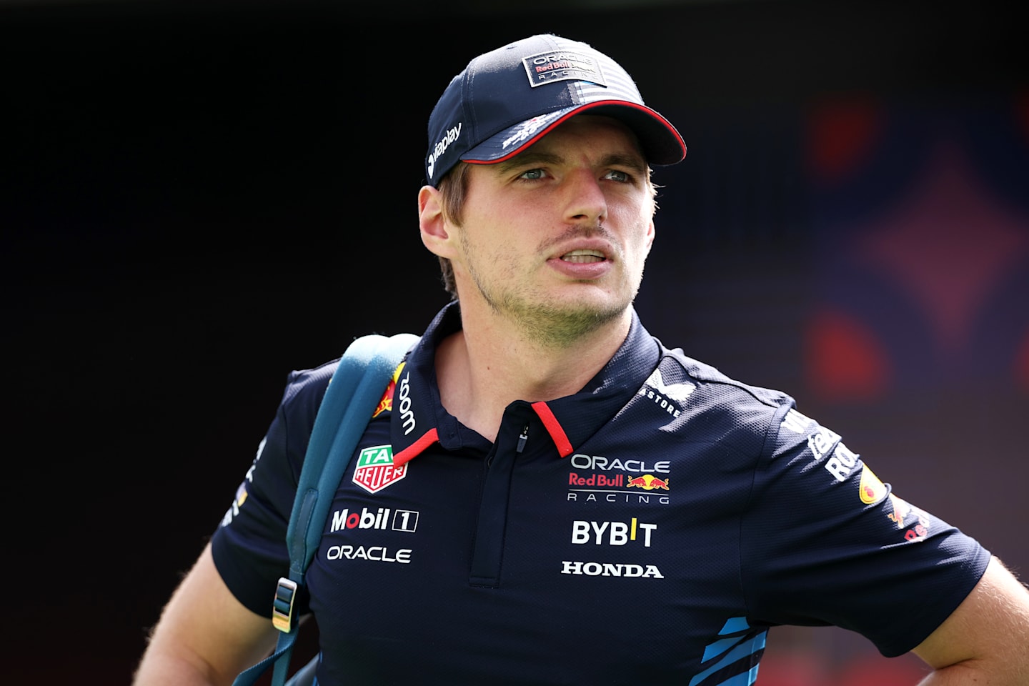 MEXICO CITY, MEXICO - OCTOBER 24: Max Verstappen of the Netherlands and Oracle Red Bull Racing walks in the Paddock during previews ahead of the F1 Grand Prix of Mexico at Autodromo Hermanos Rodriguez. (Photo by Jared C. Tilton/Getty Images)