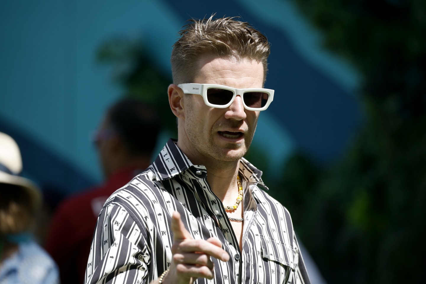 MIAMI, FLORIDA - MAY 05: Nico Hulkenberg of Germany and Haas F1 walks in the Paddock prior to the