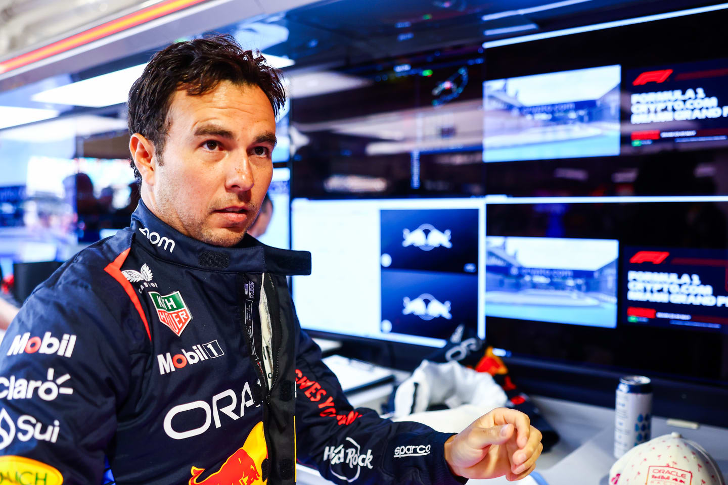 MIAMI, FLORIDA - MAY 05: Sergio Perez of Mexico and Oracle Red Bull Racing prepares to drive in the