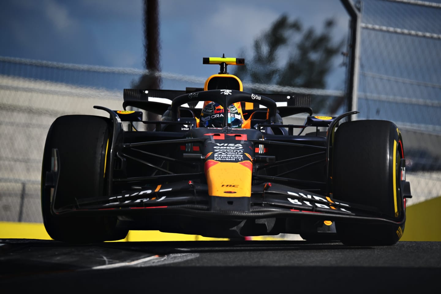 MIAMI, FLORIDA - MAY 05: Sergio Perez of Mexico driving the (11) Oracle Red Bull Racing RB20 on track during the F1 Grand Prix of Miami at Miami International Autodrome on May 05, 2024 in Miami, Florida. (Photo by Clive Mason/Getty Images)