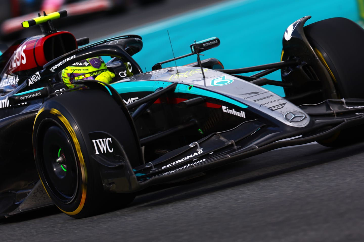 MIAMI, FLORIDA - MAY 05: Lewis Hamilton of Great Britain driving the (44) Mercedes AMG Petronas F1 Team W15 on track during the F1 Grand Prix of Miami at Miami International Autodrome on May 05, 2024 in Miami, Florida. (Photo by Mark Thompson/Getty Images)