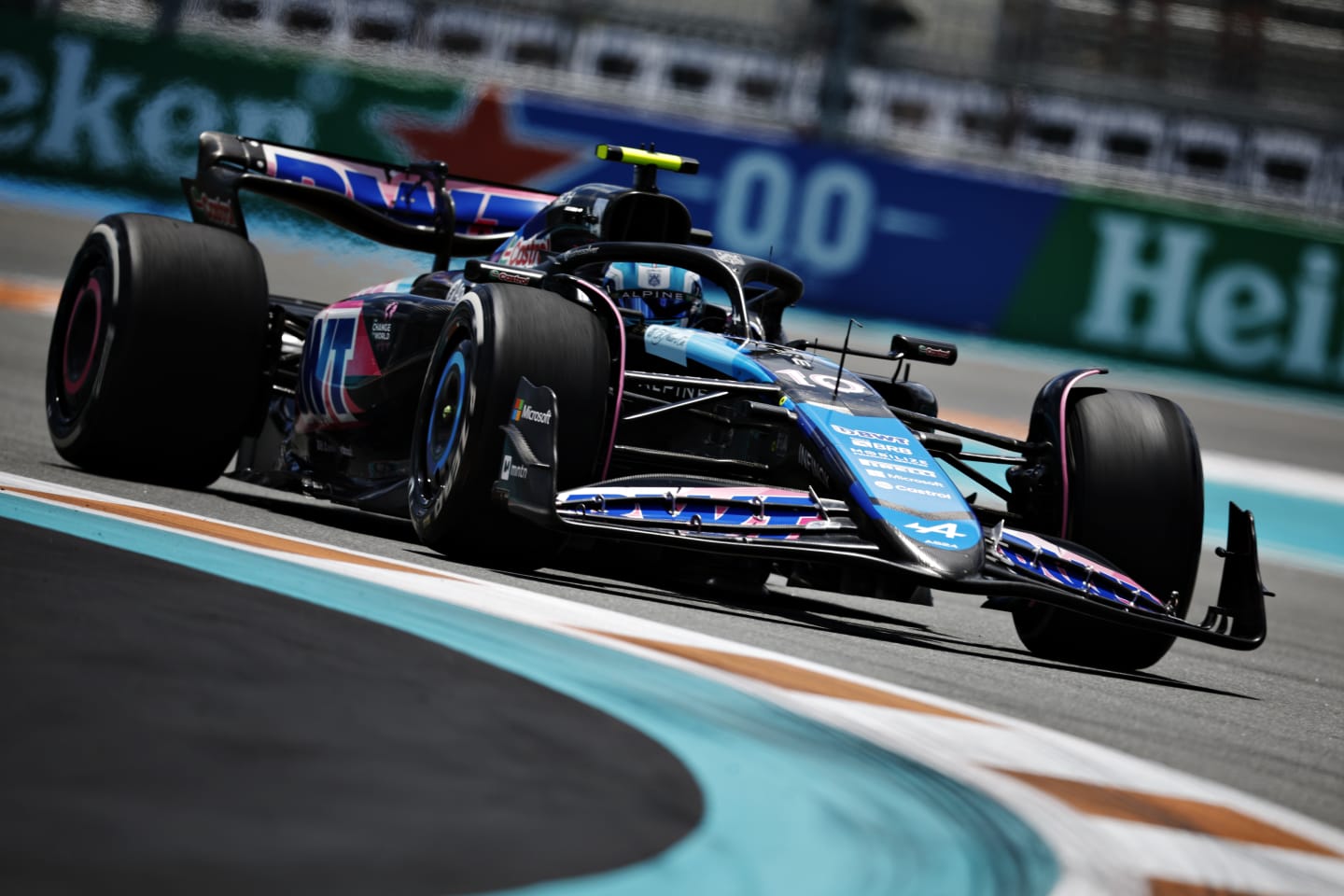 MIAMI, FLORIDA - MAY 03: Pierre Gasly of France driving the (10) Alpine F1 A524 Renault on track during practice ahead of the F1 Grand Prix of Miami at Miami International Autodrome on May 03, 2024 in Miami, Florida. (Photo by Chris Graythen/Getty Images)