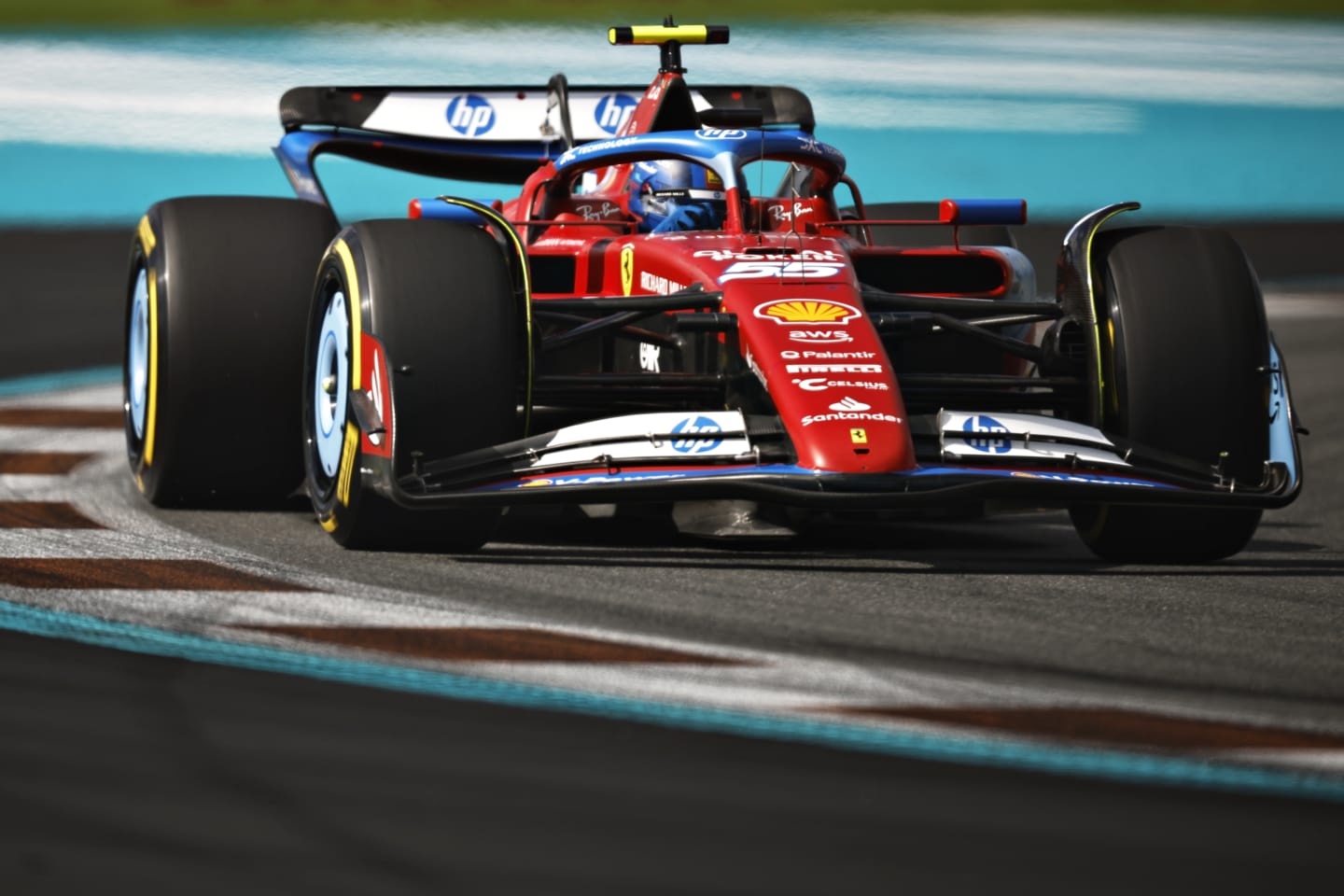 MIAMI, FLORIDA - MAY 03: Carlos Sainz of Spain driving (55) the Ferrari SF-24 on track during Sprint Qualifying ahead of the F1 Grand Prix of Miami at Miami International Autodrome on May 03, 2024 in Miami, Florida. (Photo by Chris Graythen/Getty Images)