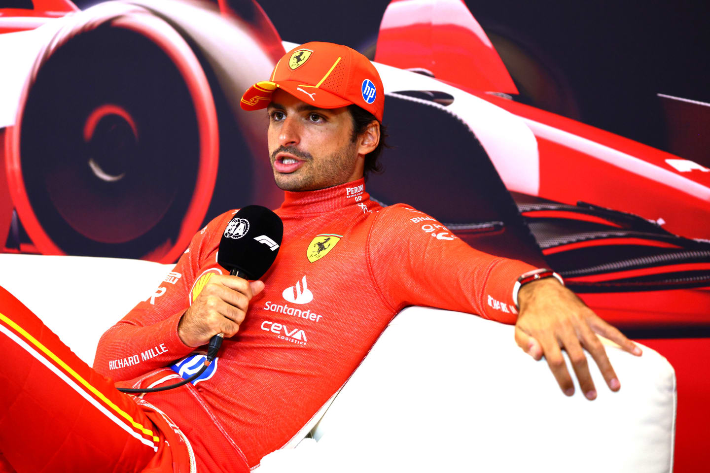 MONTE-CARLO, MONACO - MAY 26: Third placed Carlos Sainz of Spain and Ferrari attends the press