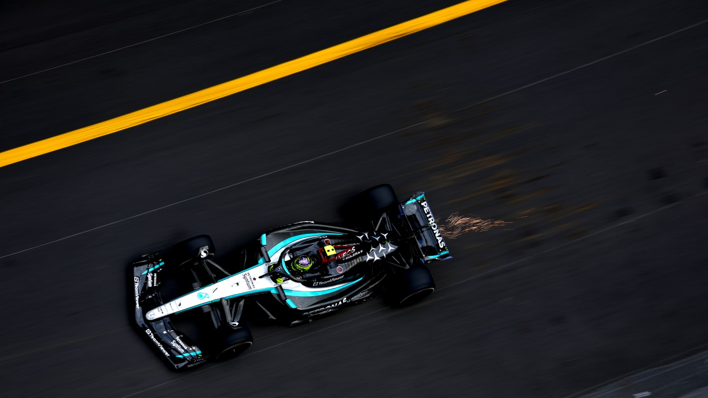 MONTE-CARLO, MONACO - MAY 24: Lewis Hamilton of Great Britain driving the (44) Mercedes AMG Petronas F1 Team W15 on track during practice ahead of the F1 Grand Prix of Monaco at Circuit de Monaco on May 24, 2024 in Monte-Carlo, Monaco. (Photo by Bryn Lennon - Formula 1/Formula 1 via Getty Images)