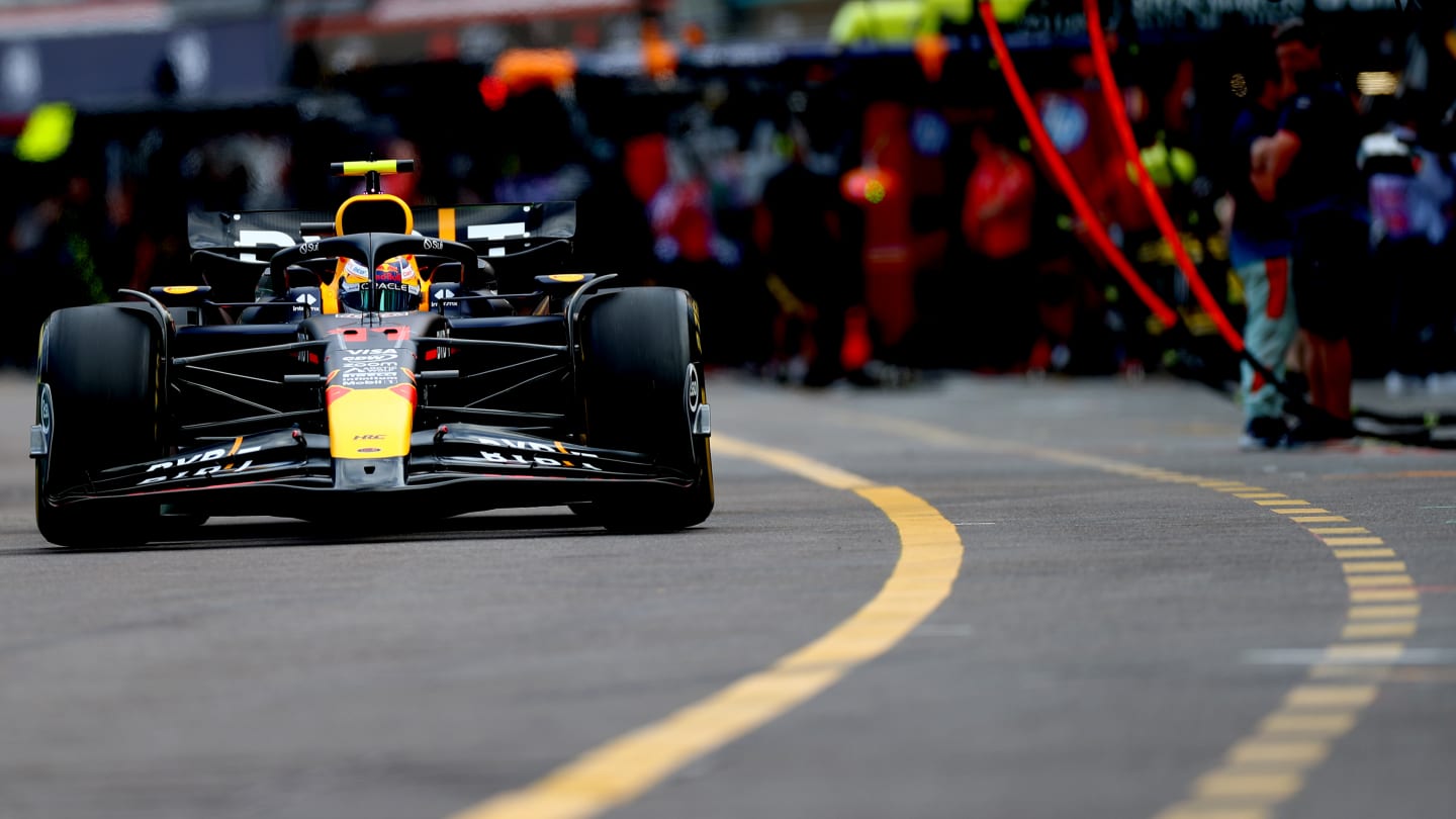MONTE-CARLO, MONACO - MAY 24: Sergio Perez of Mexico driving the (11) Oracle Red Bull Racing RB20 in the Pitlane during practice ahead of the F1 Grand Prix of Monaco at Circuit de Monaco on May 24, 2024 in Monte-Carlo, Monaco. (Photo by Peter Fox - Formula 1/Formula 1 via Getty Images)