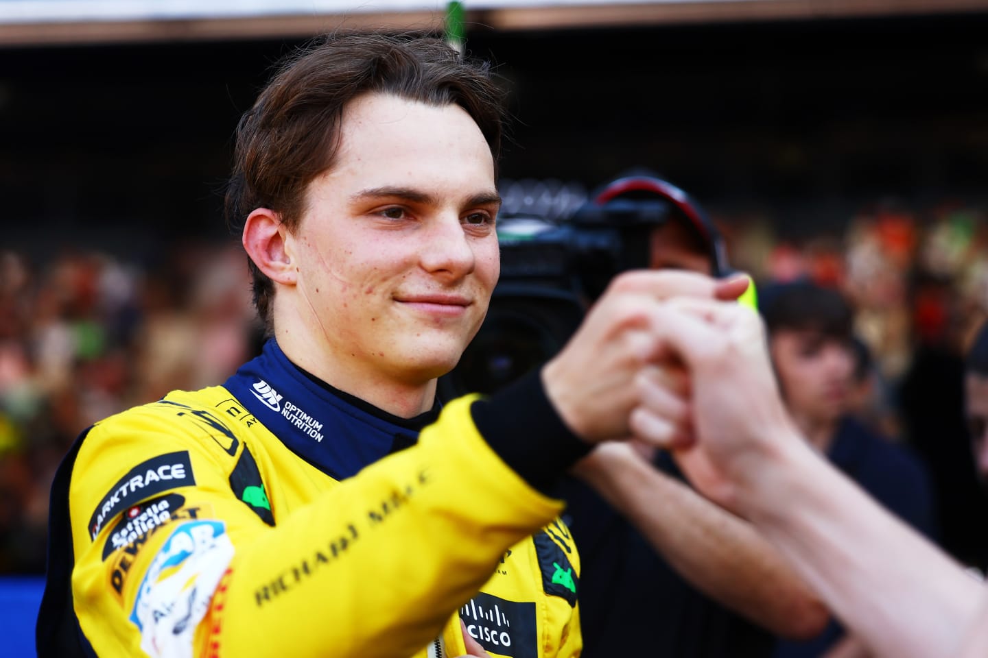 MONTE-CARLO, MONACO - MAY 25: Second placed qualifier Oscar Piastri of Australia and McLaren celebrates in parc ferme during qualifying ahead of the F1 Grand Prix of Monaco at Circuit de Monaco on May 25, 2024 in Monte-Carlo, Monaco. (Photo by Mark Thompson/Getty Images)