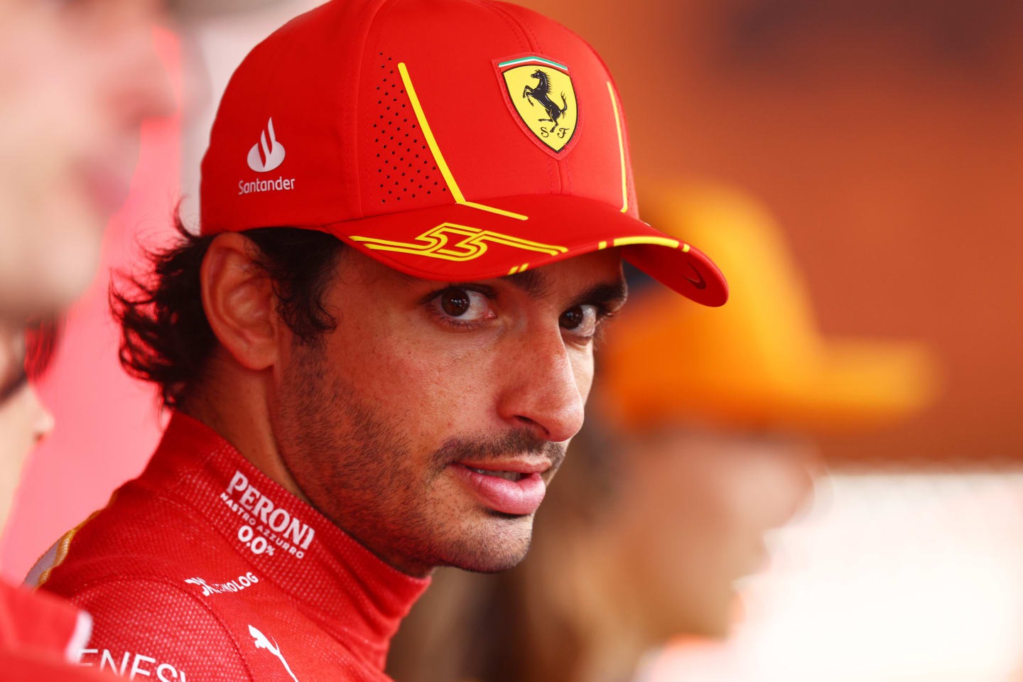 MONTE-CARLO, MONACO - MAY 25: Third placed qualifier Carlos Sainz of Spain and Ferrari speaks to