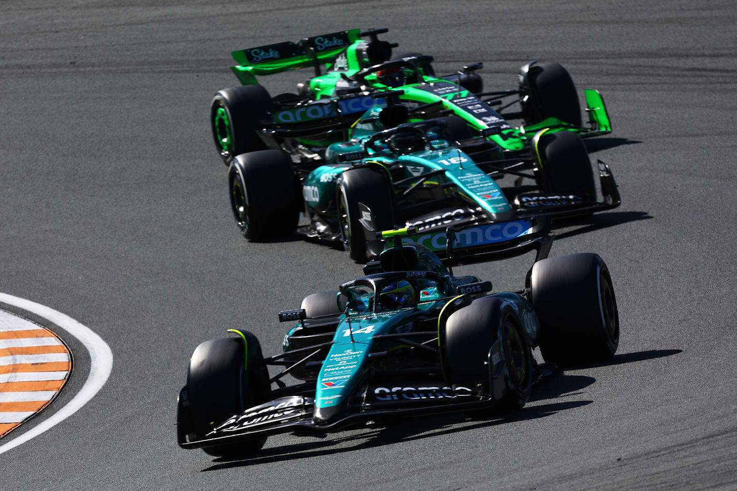 ZANDVOORT, NETHERLANDS - AUGUST 25: Fernando Alonso of Spain driving the (14) Aston Martin AMR24