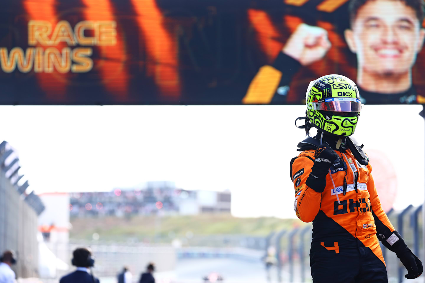 ZANDVOORT, NETHERLANDS - AUGUST 25: Race winner Lando Norris of Great Britain and McLaren