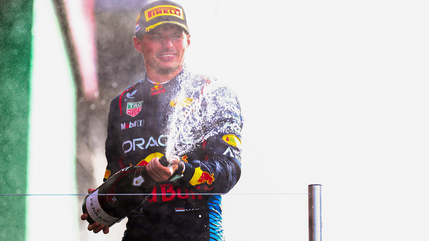 ZANDVOORT, NETHERLANDS - AUGUST 25: Max Verstappen of Oracle Red Bull Racing and The Netherlands celebrates finishing in second position during the F1 Grand Prix of Netherlands at Circuit Zandvoort on August 25, 2024 in Zandvoort, Netherlands. (Photo by Peter Fox - Formula 1/Formula 1 via Getty Images)