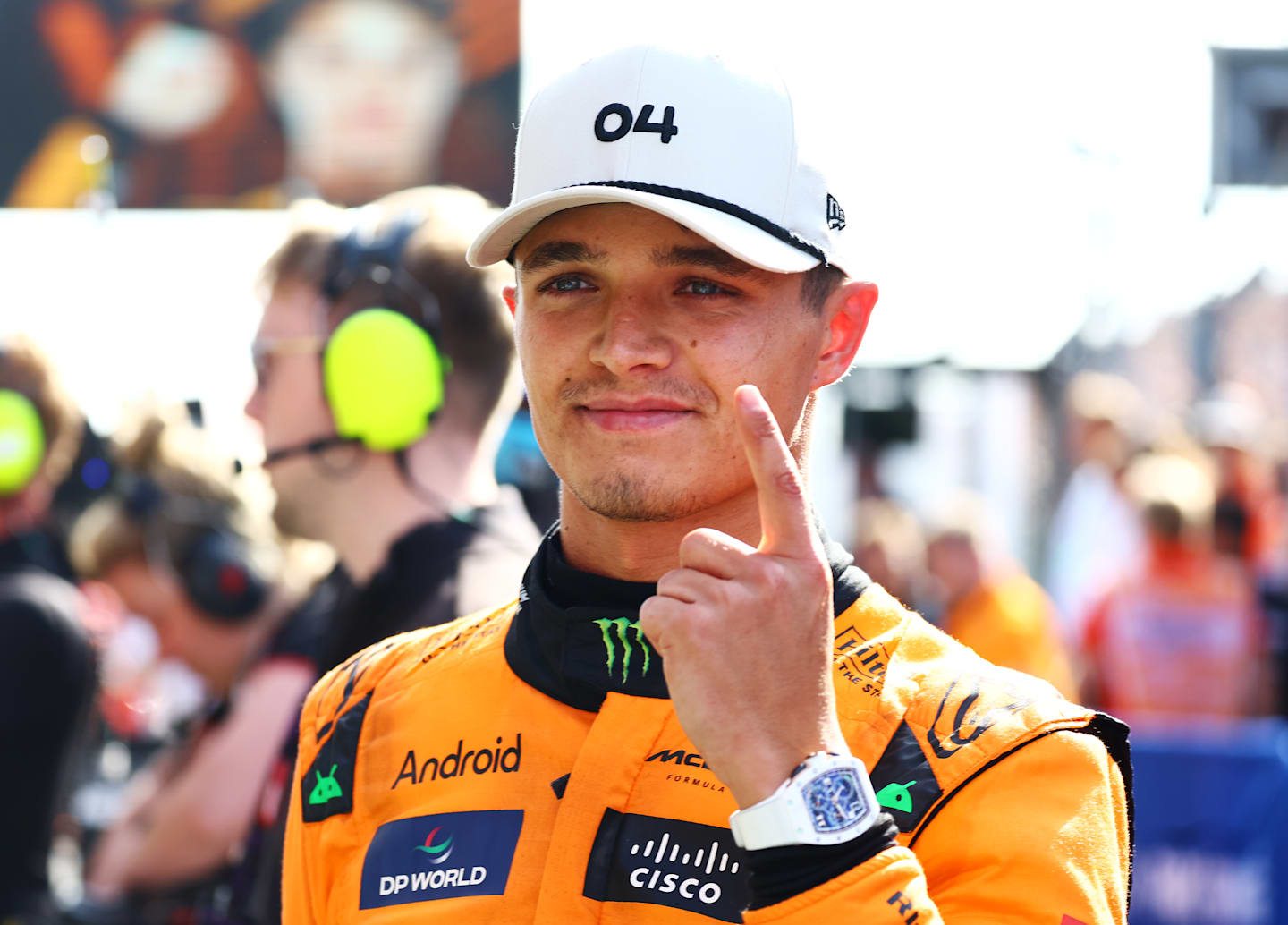 ZANDVOORT, NETHERLANDS - AUGUST 25: Race winner Lando Norris of Great Britain and McLaren celebrates in parc ferme after the F1 Grand Prix of Netherlands at Circuit Zandvoort on August 25, 2024 in Zandvoort, Netherlands. (Photo by Mark Thompson/Getty Images)