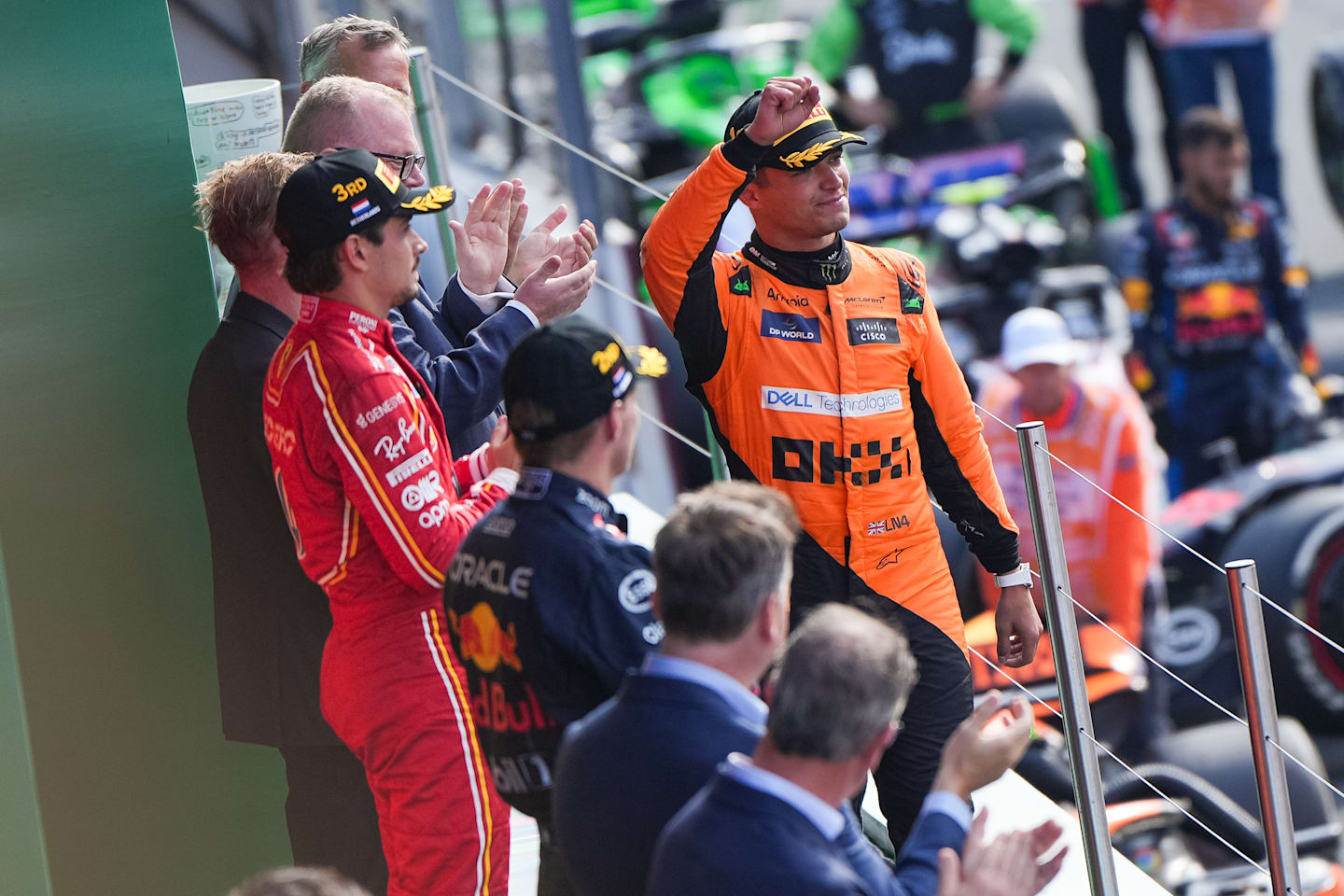 ZANDVOORT, NETHERLANDS - AUGUST 25: Race winner Lando Norris of Great Britain and McLaren walks