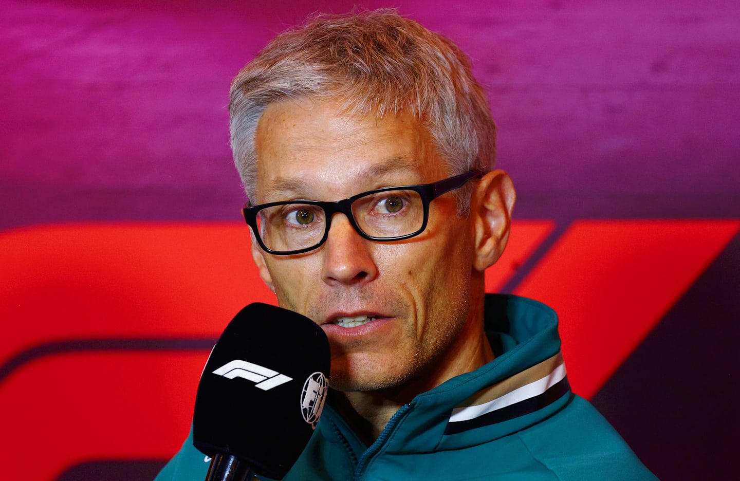 ZANDVOORT, NETHERLANDS - AUGUST 23: Mike Krack, Team Principal of the Aston Martin F1 Team attends the Team Principals Press Conference during practice ahead of the F1 Grand Prix of Netherlands at Circuit Zandvoort on August 23, 2024 in Zandvoort, Netherlands. (Photo by Clive Rose/Getty Images)