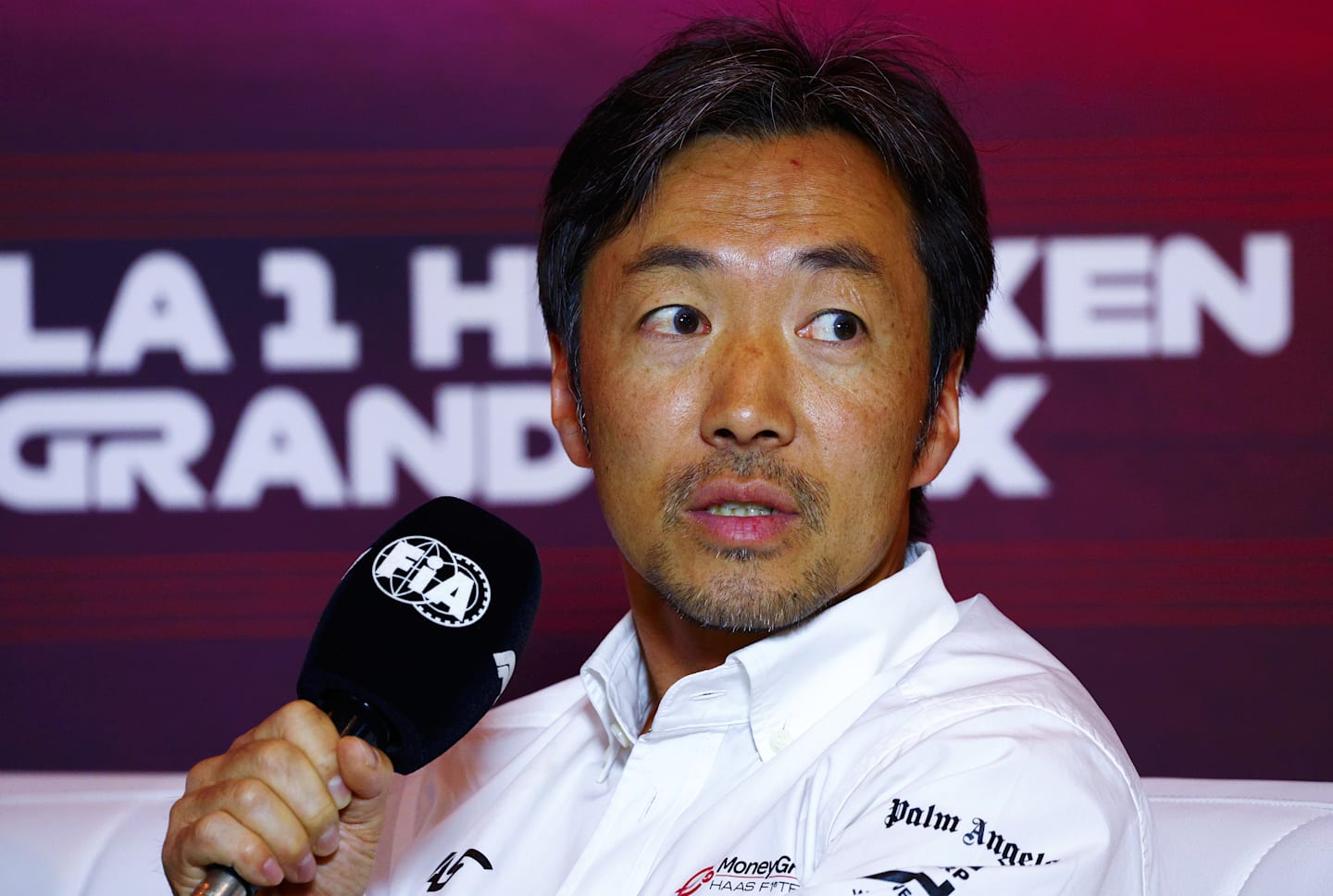 ZANDVOORT, NETHERLANDS - AUGUST 23: Haas F1 Team Principal Ayao Komatsu attends the Team Principals Press Conference during practice ahead of the F1 Grand Prix of Netherlands at Circuit Zandvoort on August 23, 2024 in Zandvoort, Netherlands. (Photo by Clive Rose/Getty Images)