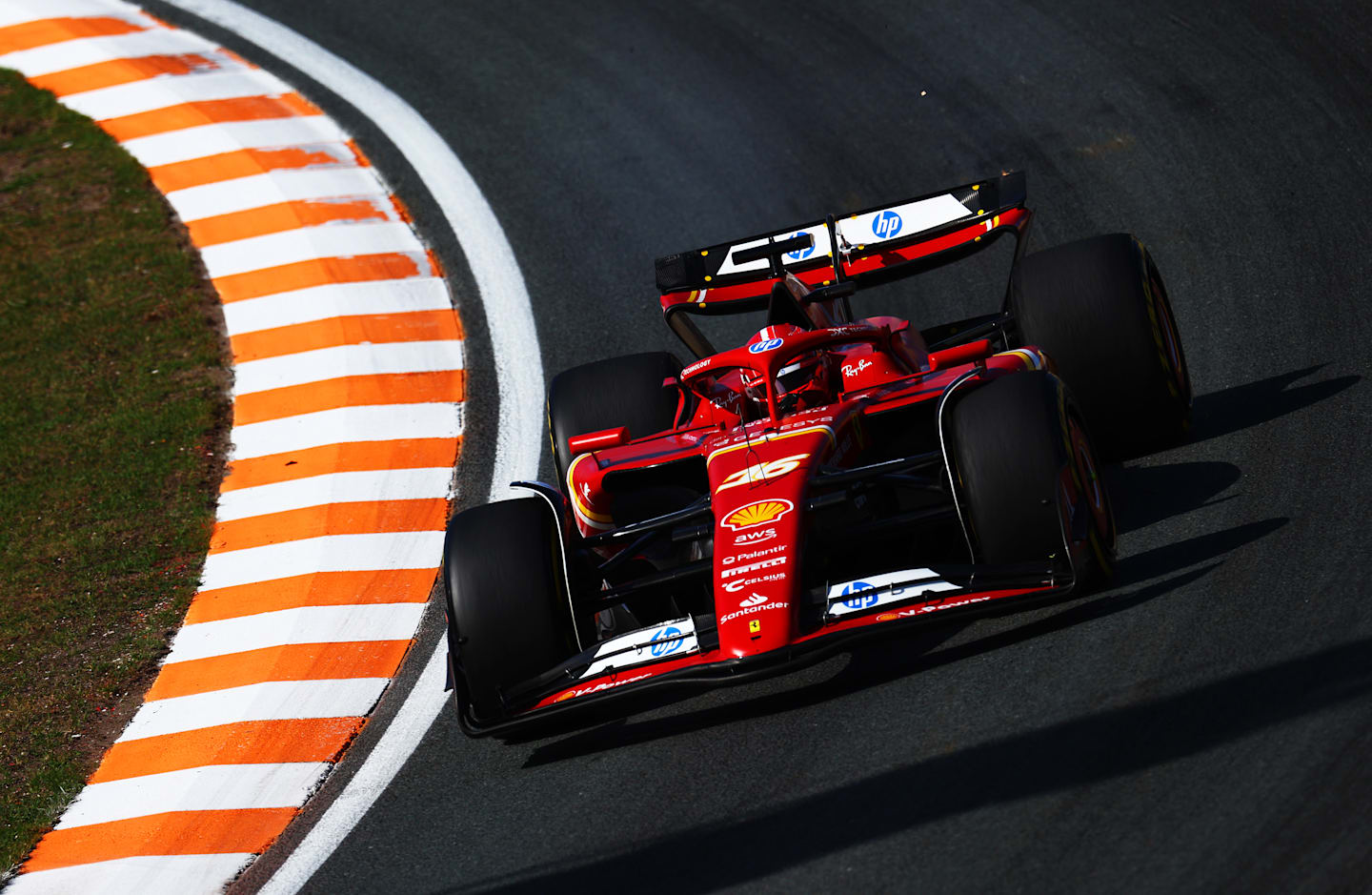 ZANDVOORT, NETHERLANDS - AUGUST 23: Charles Leclerc of Monaco driving the (16) Ferrari SF-24 on track during practice ahead of the F1 Grand Prix of Netherlands at Circuit Zandvoort on August 23, 2024 in Zandvoort, Netherlands. (Photo by Clive Rose/Getty Images)
