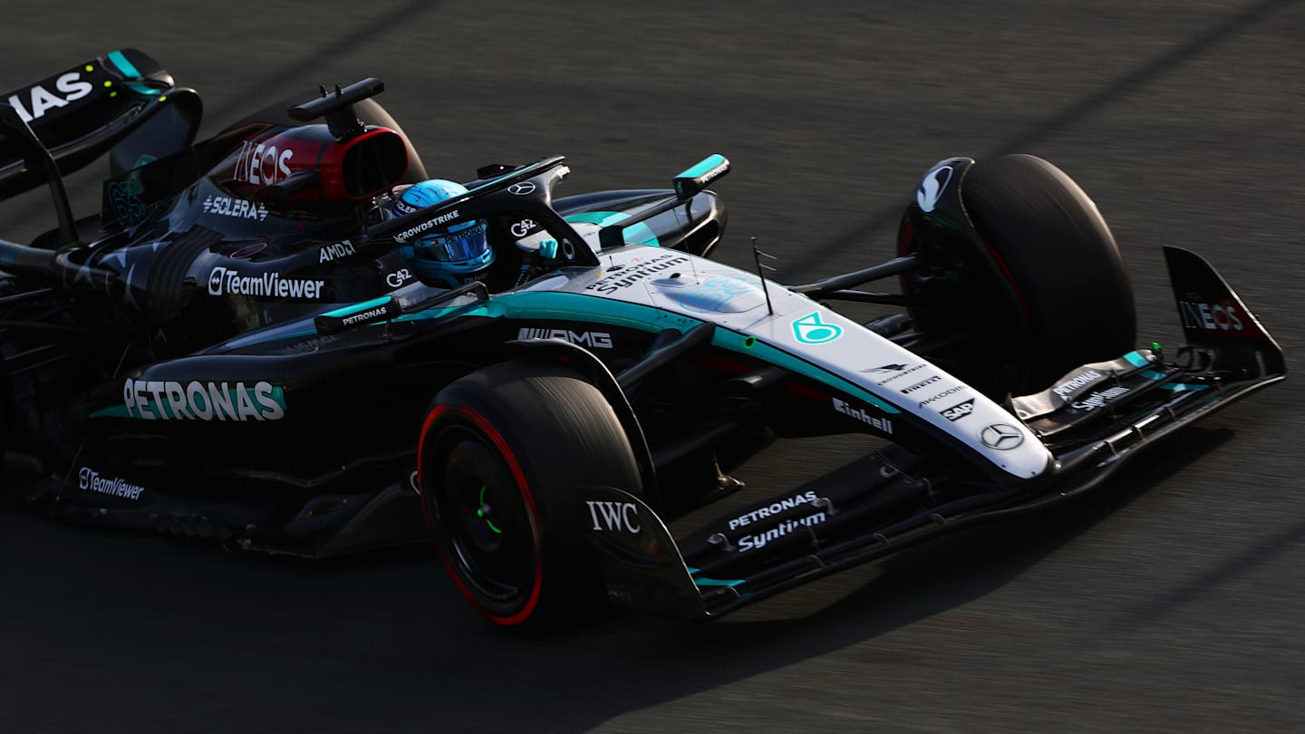 ZANDVOORT, NETHERLANDS - AUGUST 23: George Russell of Great Britain driving the (63) Mercedes AMG Petronas F1 Team W15 on track during practice ahead of the F1 Grand Prix of Netherlands at Circuit Zandvoort on August 23, 2024 in Zandvoort, Netherlands. (Photo by Peter Fox - Formula 1/Formula 1 via Getty Images)