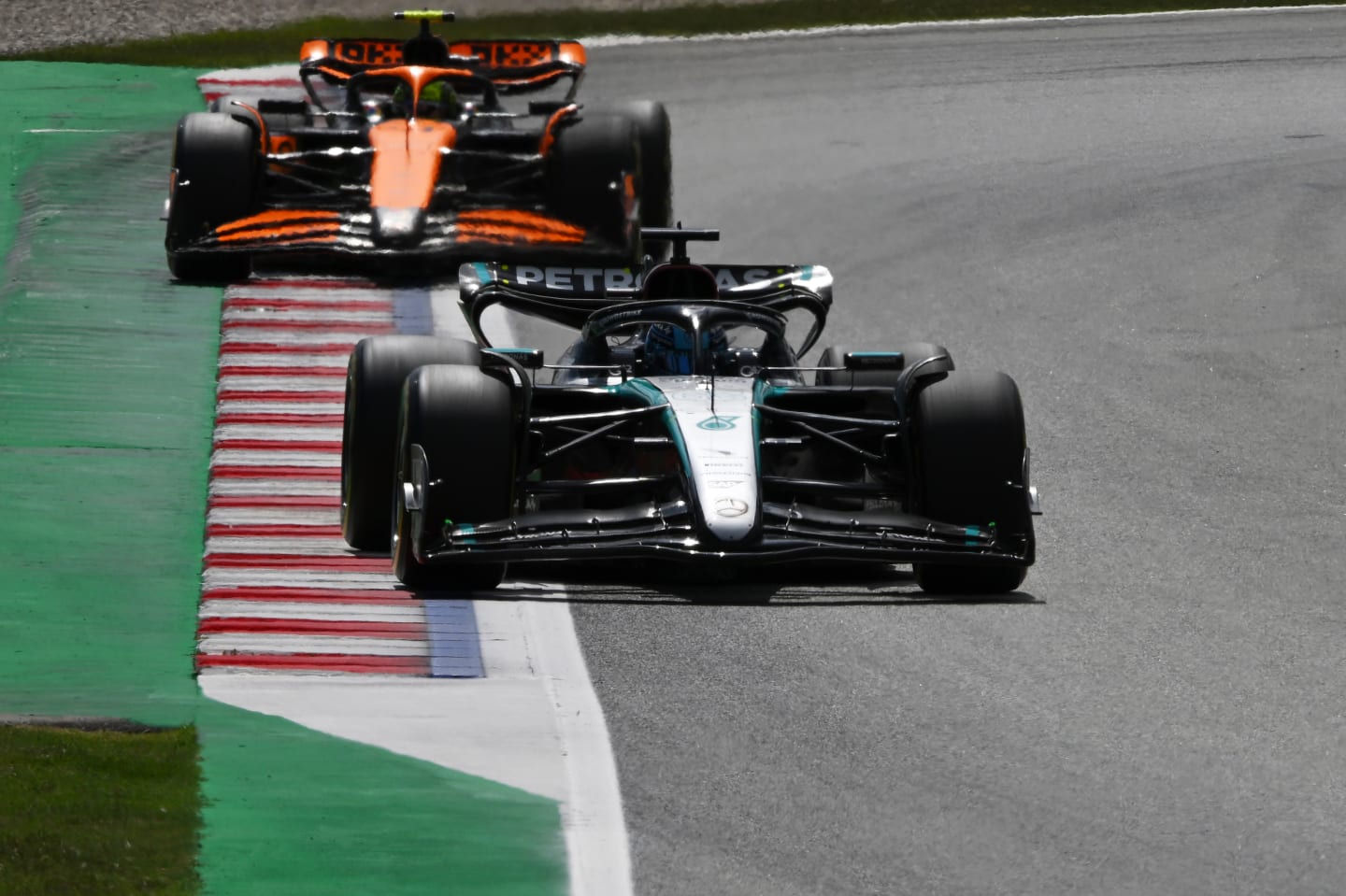 BARCELONA, SPAIN - JUNE 23: George Russell of Great Britain driving the (63) Mercedes AMG Petronas