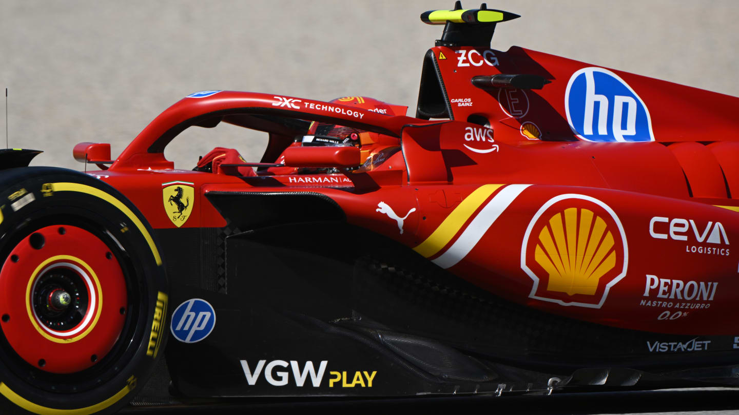BARCELONA, SPAIN - JUNE 21: Carlos Sainz of Spain driving (55) the Ferrari SF-24 on track during