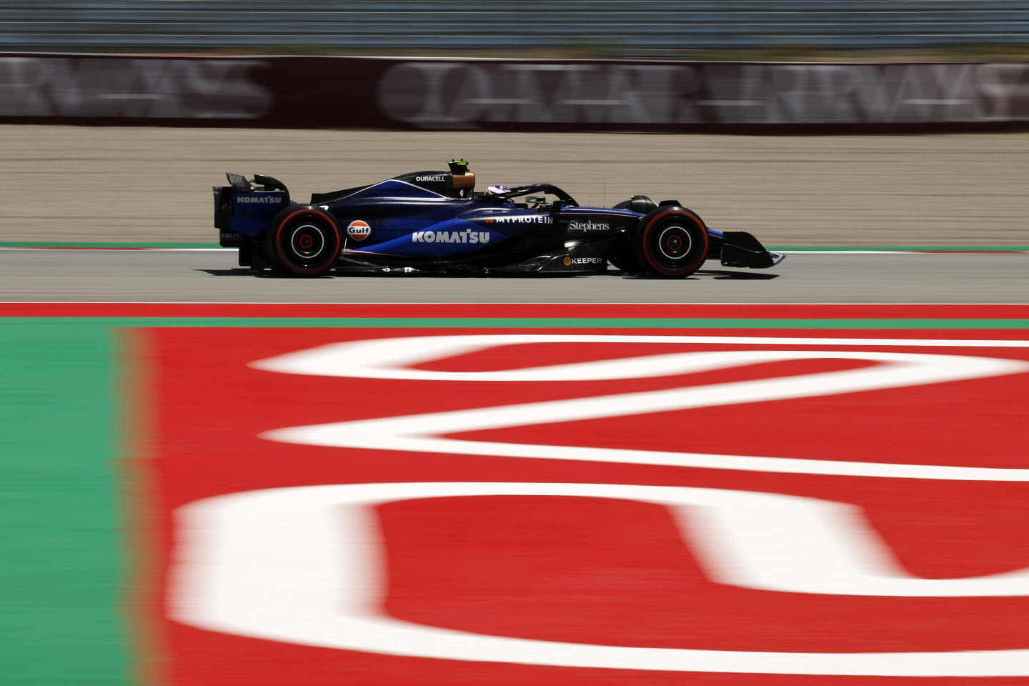 BARCELONA, SPAIN - JUNE 22: Logan Sargeant of United States driving the (2) Williams FW46 Mercedes on track during final practice ahead of the F1 Grand Prix of Spain at Circuit de Barcelona-Catalunya on June 22, 2024 in Barcelona, Spain. (Photo by Chris Graythen/Getty Images)