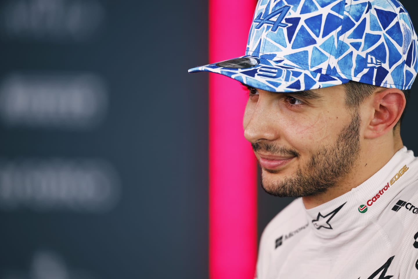 BARCELONA, SPAIN - JUNE 22: 9th placed qualifier Esteban Ocon of France and Alpine F1 talks to the media in the Paddock after qualifying ahead of the F1 Grand Prix of Spain at Circuit de Barcelona-Catalunya on June 22, 2024 in Barcelona, Spain. (Photo by Chris Graythen/Getty Images)